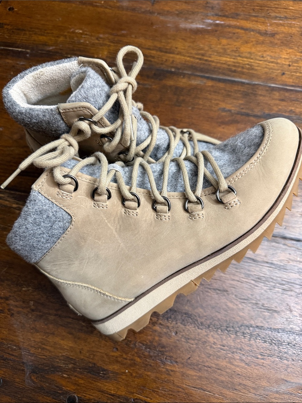 Sorel Tan and Gray Wool-Accent Lace-Up Boots